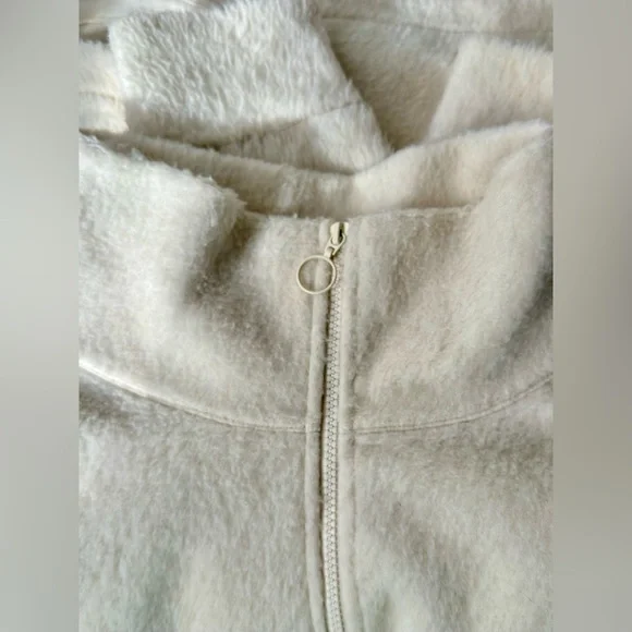 Fleece Pullover Sweater Women’s XXL Off White Cowl Neck Fuzzy 1/2‎ Zip Soft Cozy - Picture 3 of 8